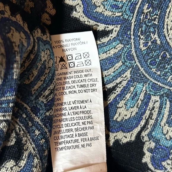 Lucky Brand shirt paisley print v-neck blue black size xs - Picture 7 of 10